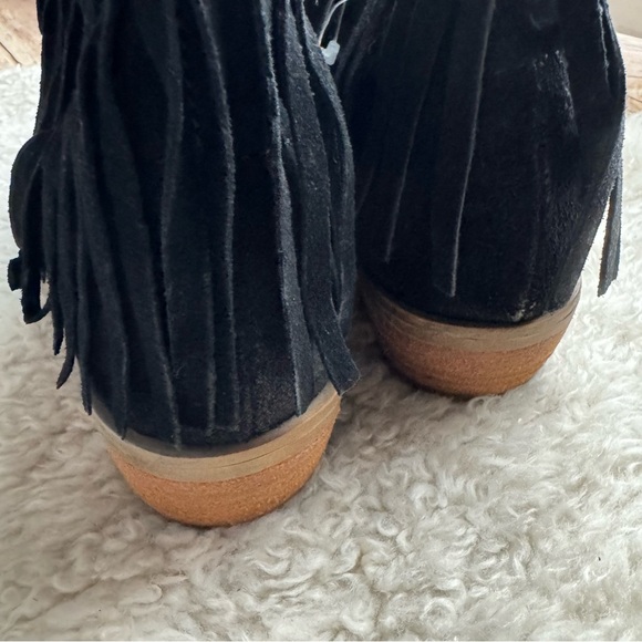 Primadonna Collection Black Suede Fringe Ankle Booties - Picture 9 of 11